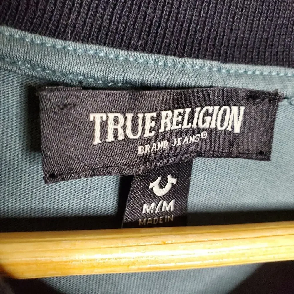True Religion Men's buddha Logo SS Polo Shirt Size Medium